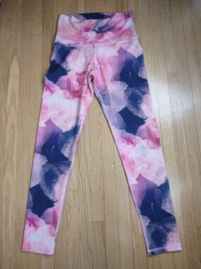 Greenfit Pink Floral Watercolor High-Waisted Leggings One Size